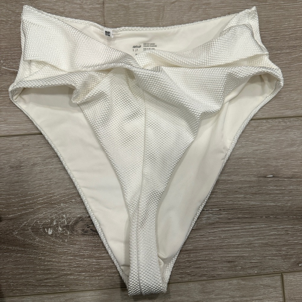Aerie Textured White Bikini Bottom